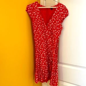 Red and White Floral Dress